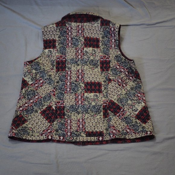 Vintage Quilted Vest Womens Handmade Reversible Plaid Patchwork Cottage Capsule - Picture 3 of 10